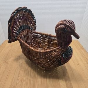 Thanksgiving Turkey Basket Home Decor Wicker Boho Accent Centerpiece